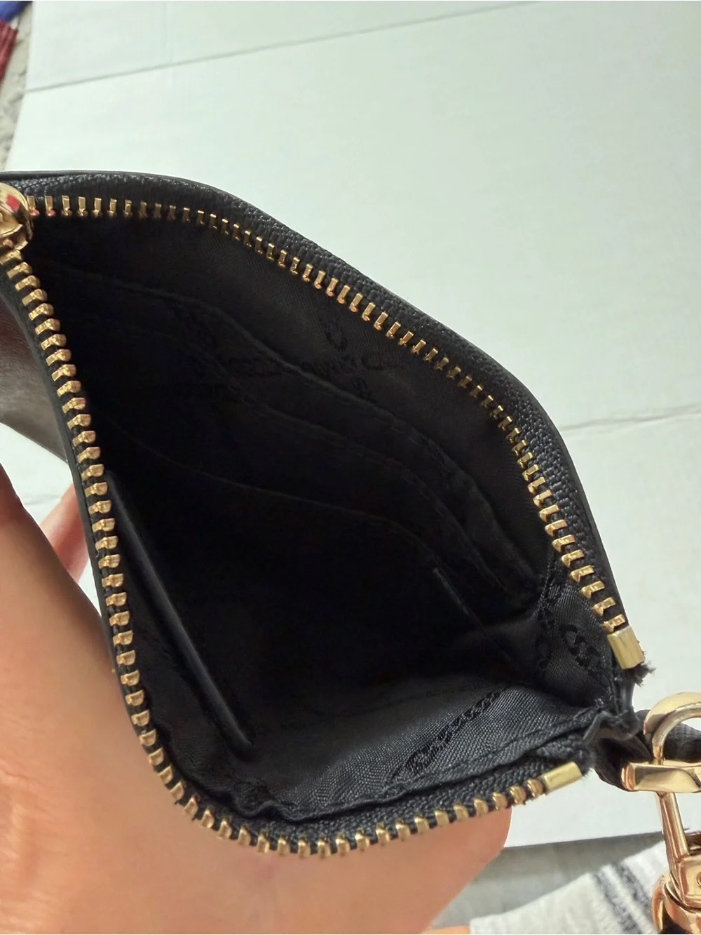 Michael Kors Black Leather Wristlet Card Case